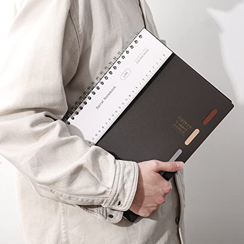 Yoment 5 Subject Notebook 8.5 X 11 Large Spiral Notebook With Dividers And Tabs Hardcover Spiral Notebook College Ruled Multi Subject Notebooks For Work Office Students,A4 Black #TOP4