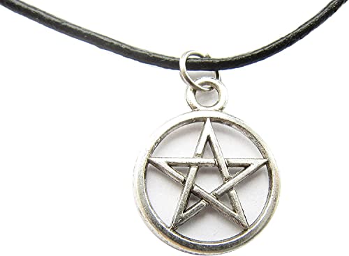 エンシェントシルバーペンタクルネックレス、ペンタグラム、ペンタクルジュエリー、ペンタクルペンダント、ハロウィンジュエリー