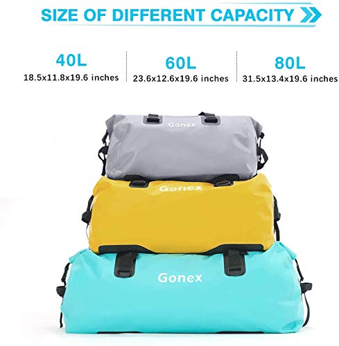 Gonex 80L Extra Large Waterproof Duffle Travel Dry Duffel Bag Ski Boot Bag with Durable Straps and Handles for Snowboard Ski Kayaking Boating, Perfect to Keep Your Gear Safe Black