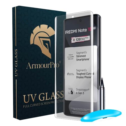 Image of ArmourPro Matte UV Tempered Glass for Redmi Note 15, Curved Screen Protector, Anti-Glare, Edge-to-Edge Coverage, Fingerprint Friendly, Case Friendly | Pack of 1