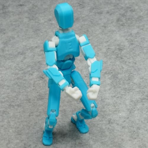 Image of Dummy 13 Action Figure Robot | Fully Articulated 3D Printed Robot Toy | 5.4-inch Collectible Figurine | Matte Finish| Unassembeled (SkyBlue-White)
