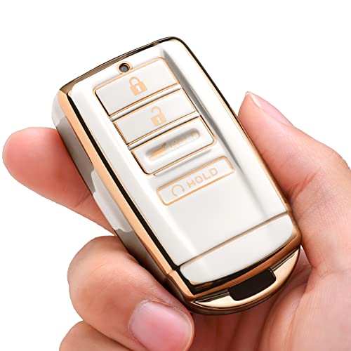 Protection clé Acura de luxe en TPU souple blanc finition or pour télécommande MDX et RDX