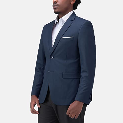 Men's Casual Suit Jacket Slim Fit 2 Button Sports Coat Daily Business Blazer For Wedding Prom Party Dinner Navy #TOP4