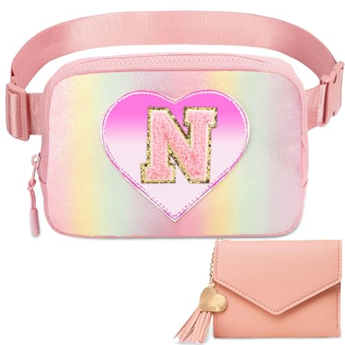 Image of Crossbody Bag Belt Bag Fanny Pack with Initial Letter Patch Cute Stuff Birthday Gifts for Teenager Girls Cool Stuff for Teens Trendy Preppy Stuff for Teen Girls N