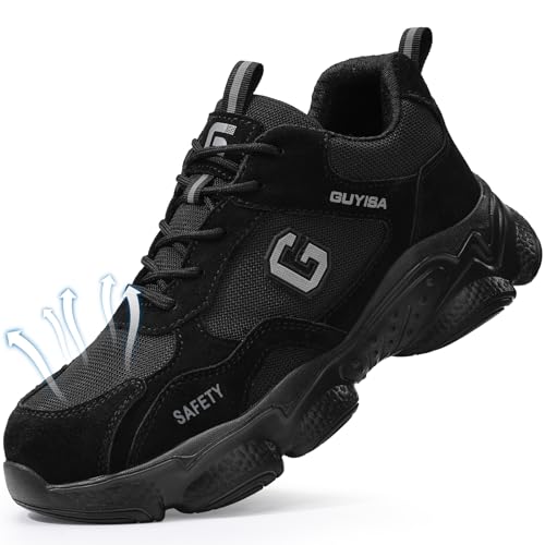 Image of Steel Toe Shoes for Women and Men, Lightweight Safety Work Shoes, Puncture Resistant Cushioned Low Top Work Sneakers for Warehouse Factory Construction