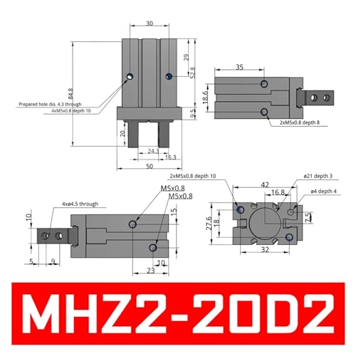 Pince parallèle pneumatique MHZ2-20D2 pour intégration robot
