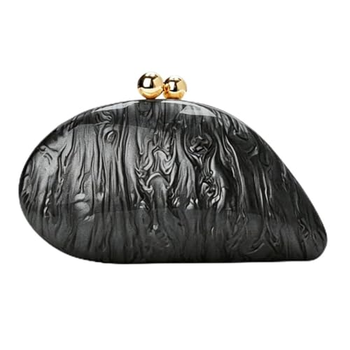 Image of Acrylic Shell Shaped Bag Luxury Marble Clutch Evening Purses for Women Glitter Handbag for Wedding Cocktail Party Prom