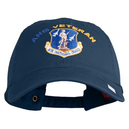 Air National Guard Veteran Embroidered Washed Solid Pigment Dyed Cotton Twill Brass Buckle Cap - Navy OSFM