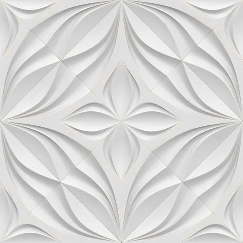 LaCheery White Tile Wallpaper Peel and Stick Ceiling Wallpaper Stick and Peel 3d Tiles Self Adhesive Backsplash Wall Paper Roll White Tile Contact Paper for Bathroom Kitchen Walls Waterproof 17.5"x80"