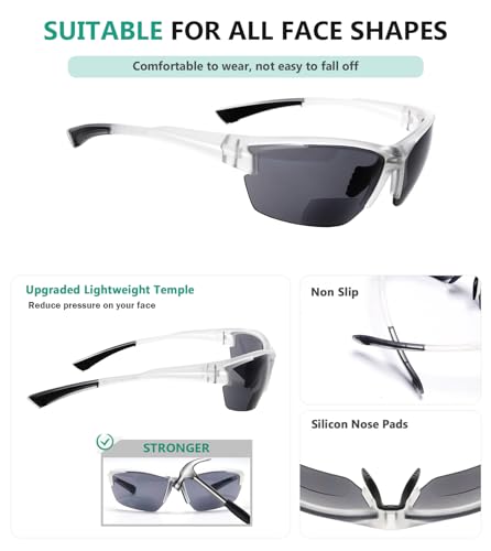 Image of Eyekepper Bifocal Sunglasses for Women Men, Rectangular Frame | Outdoor Sports Bifocal Reading Sunglass, with Readers Built in, Mens Tinted Sun Reader Bifocals, Ladies Cheater,Wrap Half Rim