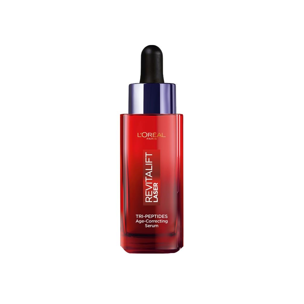 L'Oréal Paris Siero Tri-​Peptidi Anti-​Età Revitalift Laser, Per Tutti i Tipi di Pelle, Pelle Idratata ed Elastica, Arricchita con Acido Ialuronico e Vitamina C, Maxi Formato 50ml