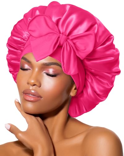 BONNET QUEEN Silk Bonnet for Sleeping Women Satin Bonnet Silk Hair Cap Adjustable Hair Wrap Night Sleep Cap with Tie Band