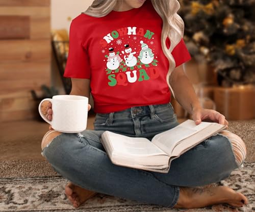 Christmas T-Shirt Women Santa Squad Shirt Cute Short Sleeve Christmas Graphics Shirt Xmas Tee Tops(Red3, Large) — view 3