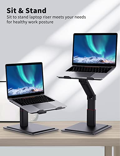 Soundance-Laptop-Stand-for-Desk-Adjustable-Height-Multi-Angle-for-Sit-to-Stand-Working-Ergonomic-Metal-Riser-with-Stable-Heavy-Base-Large-Holder-for-10-to-173-Inches-Notebook-PC-Computer-Black
