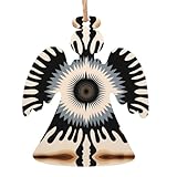 Eye of Sauron - Juego de adornos de Navidad de madera hechos a mano, copos de nieve y formas de árbol con impresiones de doble cara, cuerda de yute de 30 cm para decoraciones rústicas de árbol en