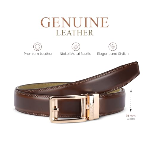 Image of Genuine Leather Belt for Men Formal & Casual Wear - Belts for Men Leather Original, Durable Buckle - Belt for Man - Gift for Husband, Father, Friend