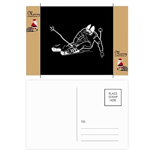 Cartes remerciement ski et montagne lot de 20 cartes postales sports d'hiver couleur noir