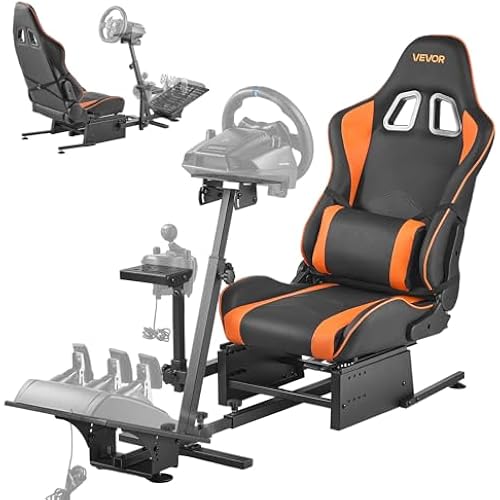VEVOR Racing Wheel Stand, Heavy-Duty Simulator Cockpit Steering Wheel Stand, Fit Logitech G25, G27, G29, G920, G923, Thrustmaster T300RS, TX F458, T500RS, T3PA-PRO (F1/GT) and CSR Pedals
