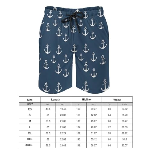 Hawaiian Shorts for Men - Comfy Anchor White Retro Print Mens Swim Trunks Bathing Suits with Mesh Lining2