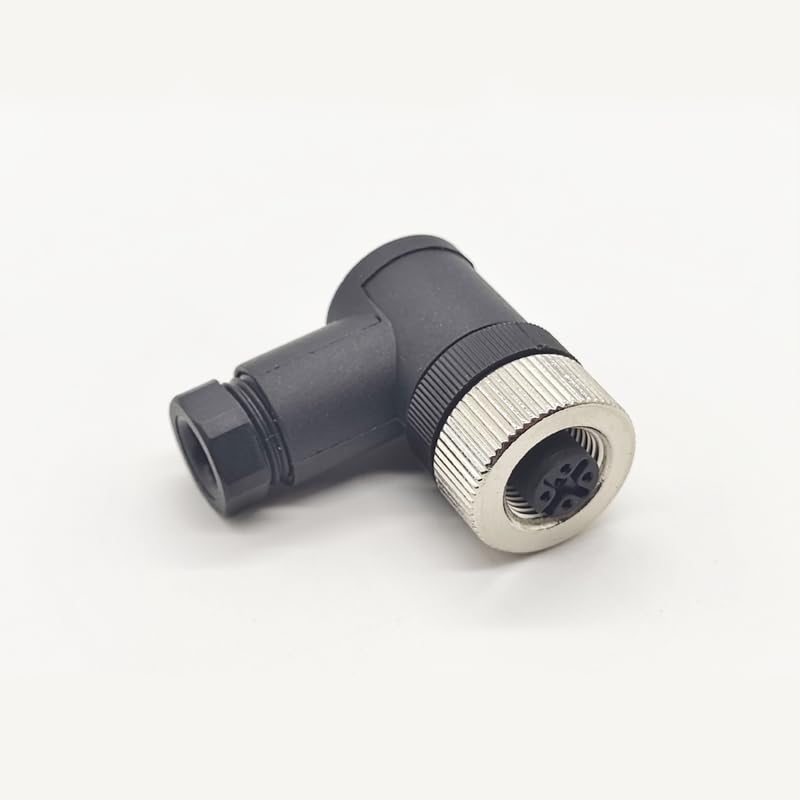 10Pcs M12 4 Pin Female Connector,Right Angle Field Assembly Wireable Adapter 12mm A Code Industrial Circular Connector IP67 Waterproof Sensor for PG7 Cable Unshiled 250V 4A AC/DC for Electric Bicycles