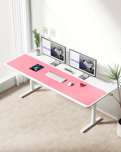 Image of YSAGi Leather Desk Protector, Office Mat, Large Mouse Mat, Non-Slip PU Leather Blotter, Laptop Desk Mat, Waterproof Writing Pad for Office and Home(Pink, 63 inch x 17.2 inch)