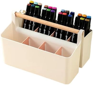 Art Caddy Organizer, Plastic Art Supply organizer with handle Marker Organizer, Pencil Caddy Large Pen Holder Markers for Desk, Makeup Nursery, Art Room, ClassroomPink