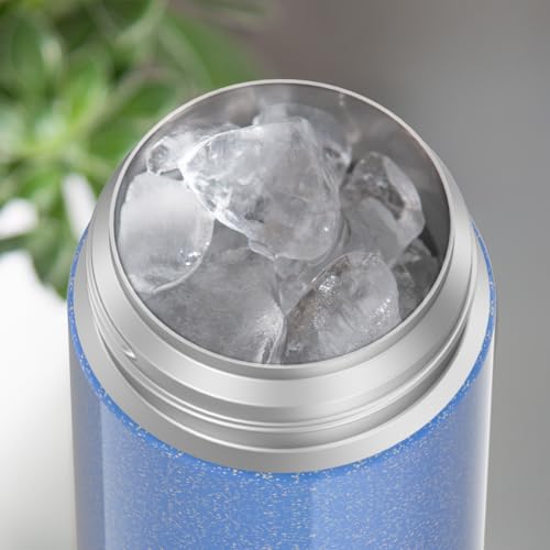 Image of THERMOS FUNTAINER Water Bottle with Straw, 12oz, Glitter Periwinkle | Kids Stainless Steel Insulated Water Bottle, Keeps Drinks Cold Longer for School & Play, BPA-Free