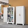 White Metal Storage Cabinet 61 Steel File Cabinet for Home Office Kitchen Pantry Storage Cabinet with Doors and 3 Adjustable Shelves Tool Cabinet for Office Home Garage School