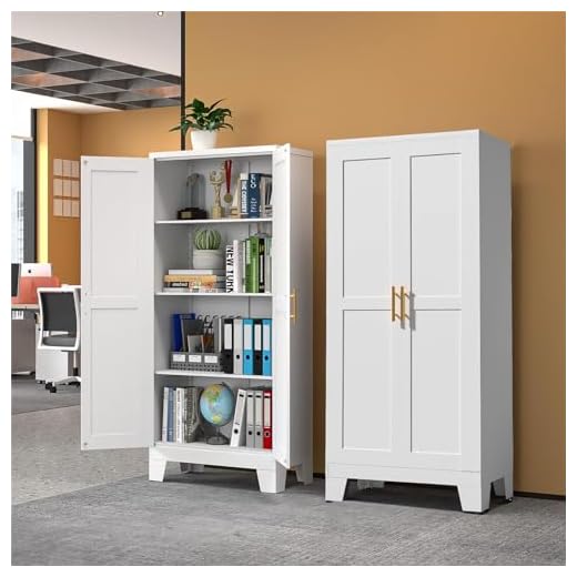 RISTERN White Metal Storage Cabinet for Home