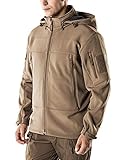 CQR CQ-HOK802-CYT_X-Large Men's Tactical Softshell Stow-Away Hoodie Hiking Hunting EDC Lightweight Fleece Coat Jacket HOK802