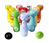 Lewo Bowlingkugel Bowling-Set Kege Garten Rasen Spiel Holzspielzeug pädagogische Interaktive Spielzeug Stapeln Blöcke für Kinder