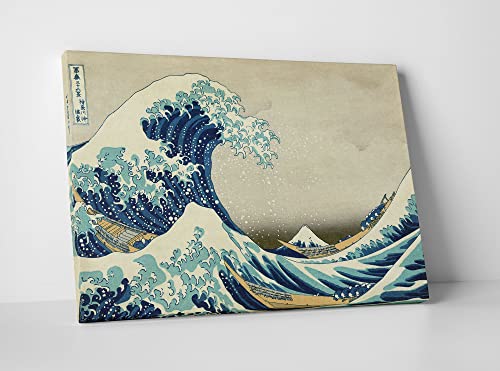 Hokusai La grande onde de Kanagawa tableau de salon zen decoration japonaise 50x70