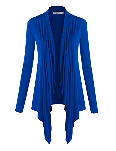 Image of Lock and Love Women's Draped Front Open Asymmetrical Cardigan - Casual Long Sleeve Lightweight Duster