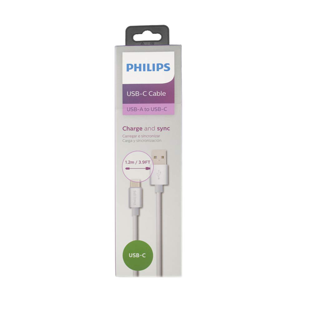 Philips DLC2528M 1.2 Metre Elastik Type-C Kablo, Gri
