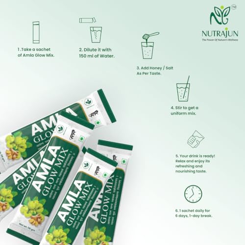 Image of Amla Glow Mix | Amla, Ginger & Lemon Blend with Multivitamins & Multiminerals | Daily Gut Health, Energy & Immunity Support | For Men & Women | 25 Sachets