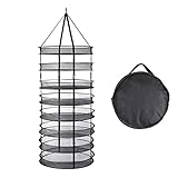 8 Schichten Mesh Aufhängen Trockennetz,klappbar Trocknungsnetz, Pflanzentrocknungsnetz mit 60 cm Durchmesser für Kräutern, Pflanze, Gemüse,Knospe