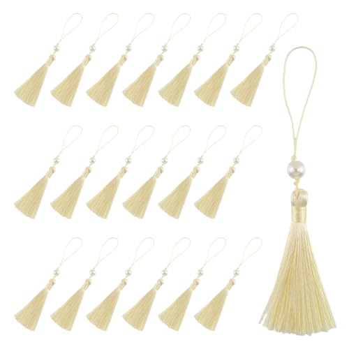 Dnyta Craft Tassels Decorative Silky Handmade Mini Tassels, Light Yellow