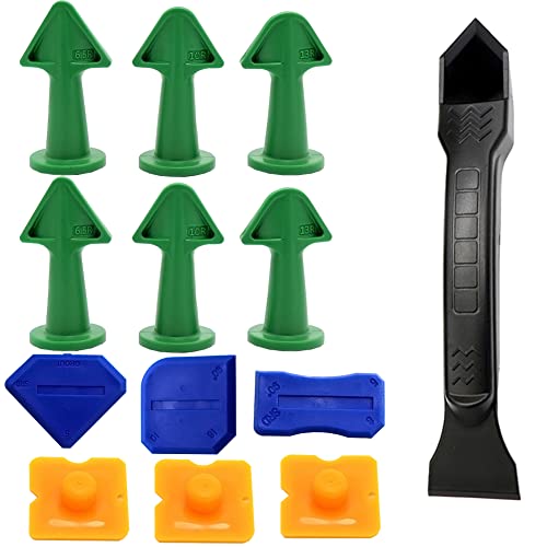 Kit de Raspador de Silicona, Sellador de Silicona, 3 en 1 Rascador Silicona kit de Raspador de Silicona Herramienta de lechada Profesional para Todos Los Selladores de Cocinas y Marcos (13 Piezas) Cover