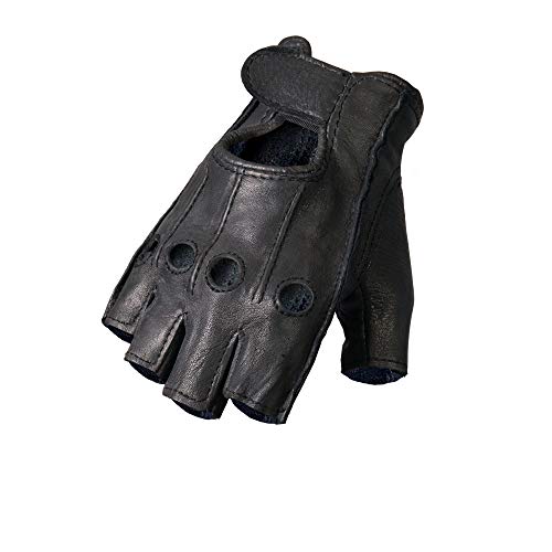 Hot Leathers Unisex-Adult Deerskin Fingerless Gloves (Black, X-Large) #TOP17