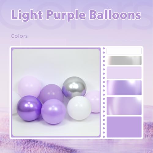 Image of 60pcs Purple and Silver Balloons 12inch with Pearl Purple White Metallic Silver Confetti Balloons for Wedding Bridal Baby Shower Birthday Party Decorations