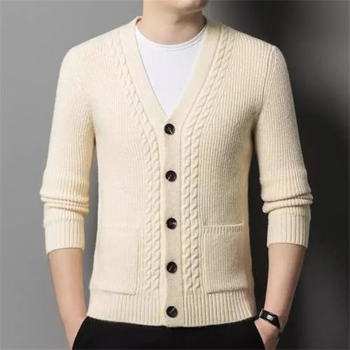 Men’S V-Neck Knit Cardigan Sweater with Button Pockets Fashion Casual Slim Long Sleeve Single Breasted Outerwear2