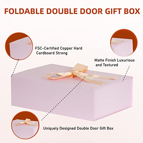 Gift Boxes With Lids 6 Pack, 14.5"X10"X4.5" Large Pink Gift Box With Ribbon Card Fancy Gift Wrap Boxes For Wrapping Presents Festival Anniversary, Birthday Weddings,Bridesmaid Proposal Box #TOP5