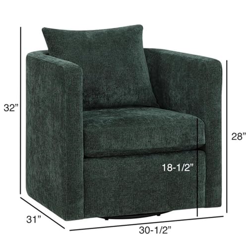 Sillón giratorio contemporáneo verde con tela suave miniatura 3