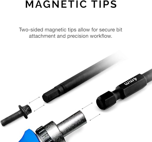 Image of NEIKO 01148A Hex Allen Power Bit Set, 11-Piece Metric Sizes 1.5mm to 8mm | Magnetic Head Bits 3 Quick Release Shanks Premium S2 Steel Compatible with Drills and Impact Drivers