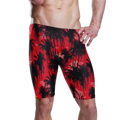 Red Coconut Tree Swim Jammers for Men Athletic Durable S B0402021