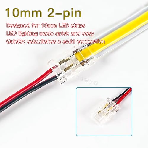 Image of 2Pin 10mm Led Light Strip Connectors 22Awg 150mm /6In Cob Single Color Extension Connector Solderless Adapter Terminal for Cob 12V /24V Light Strips (7Pcs)