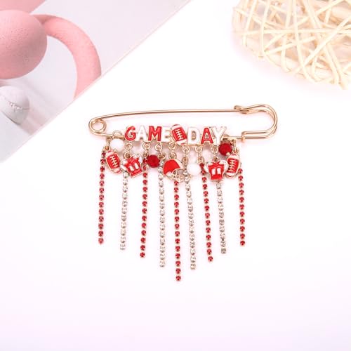 Image of Game Day Brooches for Women Football Brooch Pins Touch Down Brooches Red Black Blue White Team Spirit Accessories Game Day Outfits Football Jewelry Party Favor Gifts