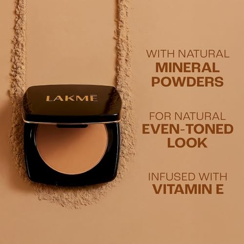 Image of LAKME Forever Matte Compact Powder, 9g, Natural Cinnamon for Flawless Skin, with Vitamin E and C, Allantoin Complex, Smooth Finish, Lightweight, Lasts for 12 Hrs, for Women (Pack of 2)