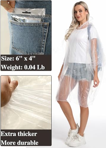 HOOMBOOM Clear Rain Ponchos: Lightweight Waterproof Outdoor Gear for Any Weather – 4 Pack - Image 6