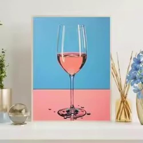Toile champagne rose rétro 80x140 cm encadrée pour salon